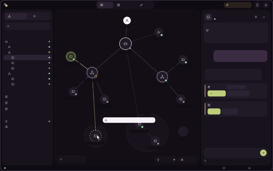 The app's Map, Chats, Blueprint and Void, one after another.